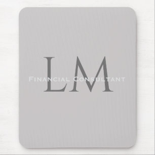 Modern Taupe Grey Monogram Workspace Accent Mouse Mat