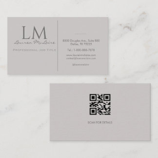 Modern Taupe Grey QR Code Business Branding Card