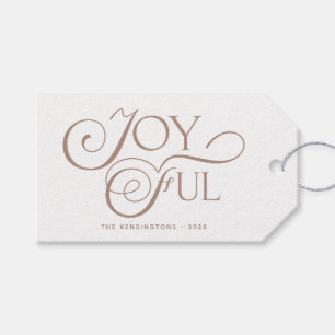 Modern Taupe Joyful Holiday Christmas Gift Tags
