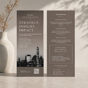 Modern Taupe QR Code Professional Consultant Rack Card