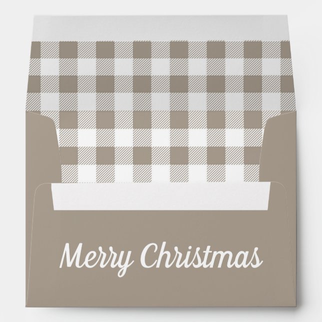 Modern Taupe Return Address Christmas Envelope (Back (Bottom))