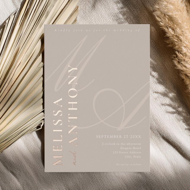 Modern Taupe Rose Gold Elegant Minimalist Wedding (Creator Uploaded)