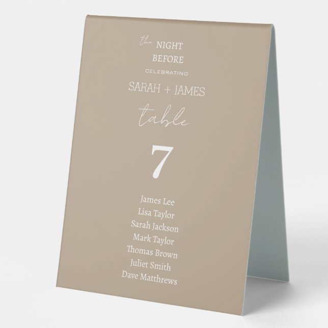 Modern Taupe the Night Before Wedding Seating (Front)