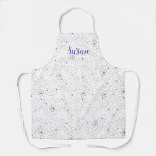 Modern Taupe White Flowers with Periwinkle Apron