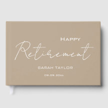 Modern Taupe White Happy Retirement Personalised