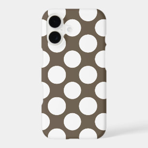 Modern Taupe White Polka Dots Pattern