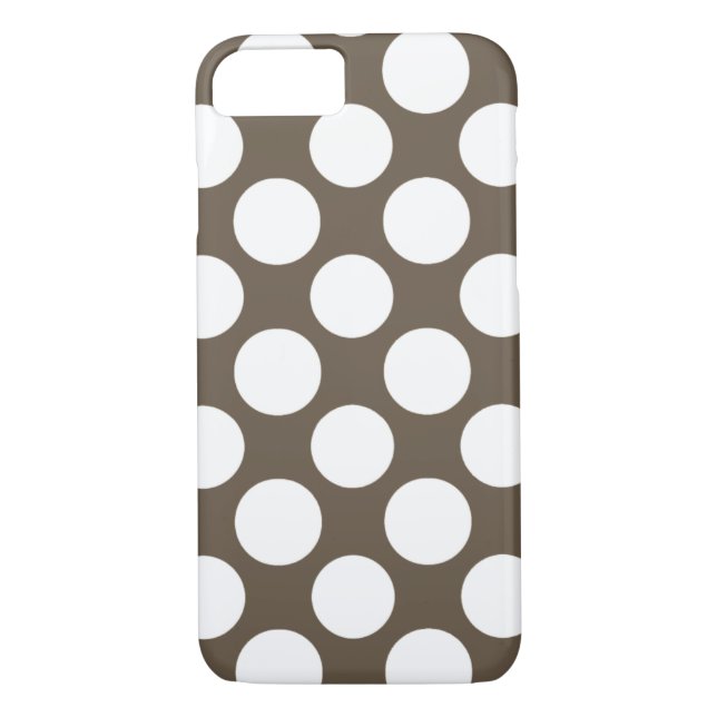 Modern Taupe White Polka Dots Pattern Case-Mate iPhone Case (Back)