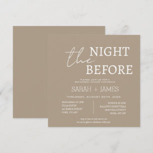 Modern Taupe White Rehearsal Dinner Wedding Square Invitation