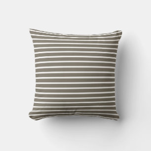 Modern Taupe & White Striped  Cushion