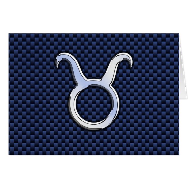 Modern Taurus Zodiac Sign Blue Carbon Fibre Print (Front Horizontal)