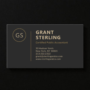 Modern Tax Preparer CPA Black Gold Business Card