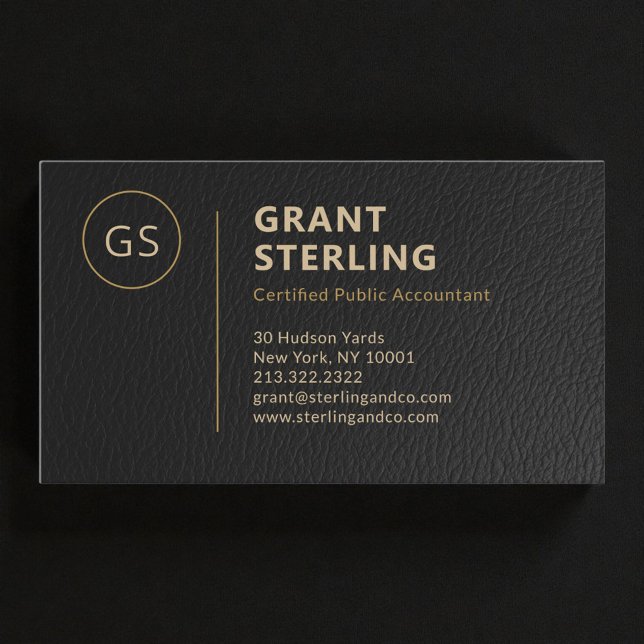 Modern Tax Preparer CPA Faux Leather Black Gold Business Card (Creator Uploaded)