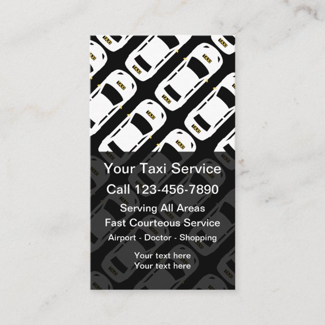 Modern Taxi Driver Service Business Cards (Front)