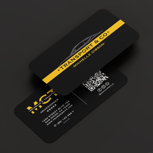 Modern Taxi Driver Yellow Black Transport Business Card (Modern Taxi Driver Yellow Black Transport Business Card
)