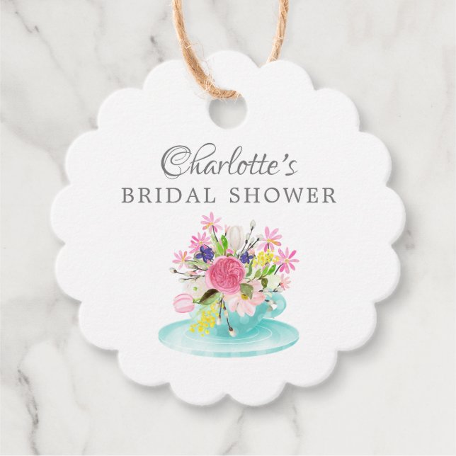 Modern Tea Bridal Shower Favour Gift Tag (Front)