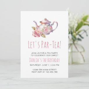 Modern Tea Party Birthday Princess Tea Party 15th Invitation
