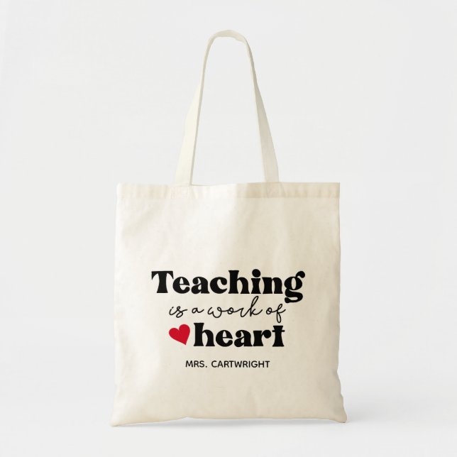 Modern Teacher Stylish Script Tote Bag (Front)