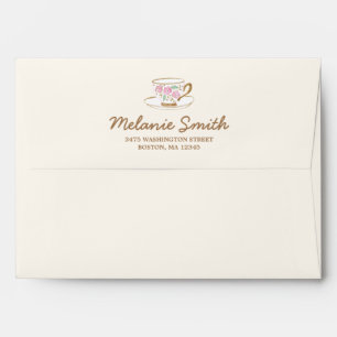 Modern Teacup Envelope Liner with Return Address