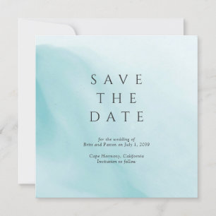 Modern Teal Abstract Minimalist Wedding Save The Date