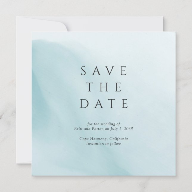 Modern Teal Abstract Minimalist Wedding Save The Date (Front)