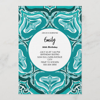 Modern Teal Abstract Pattern Invitation