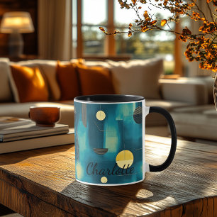 Modern Teal Abstract - Personalised Artistic Mug