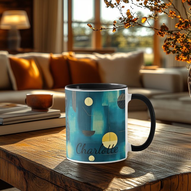 Modern Teal Abstract - Personalised Artistic Mug (Creator Uploaded)