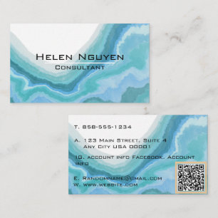 Modern Teal and Blue Ocean Marble Agate Geode  Business Card