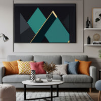Modern Teal and Gold Geometric Abstract