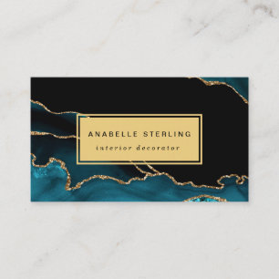 Modern Teal and Gold Marble Design, Customisable Business Card