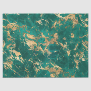 Modern Teal and Gold Marble Pattern Tissue Paper