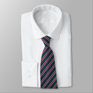 Modern Teal and Magenta Diagonal Stripe Tie