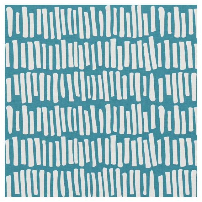 Modern Teal and White Line Pattern Fabric (Close Up)