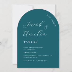 Modern Teal Arch Engagement Party Invitation