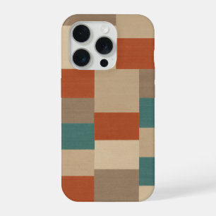Modern Teal & Beige Geometric Blocks iPhone 15 Pro Case