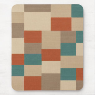 Modern Teal & Beige Geometric Blocks Mouse Mat