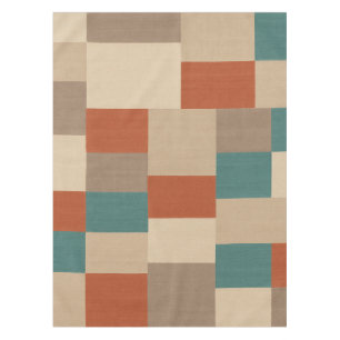 Modern Teal & Beige Geometric Blocks Tablecloth