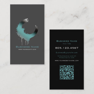 Modern Teal & Black Gradient Swirl Customisable Business Card