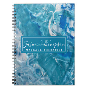 Modern Teal Blue Abstract Art Notebook