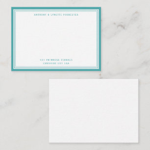 Modern Teal Blue Border Name & Address  Card