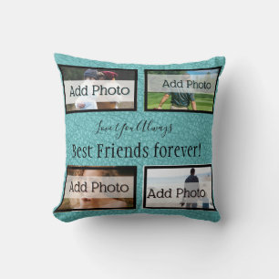 modern Teal blue  pillow BFF Best friends forever