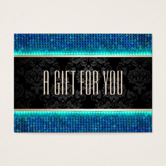 Modern Teal & Blue Sequin Gift Certificate