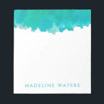 Modern Teal Blue Watercolor Chic Monogrammed Notepad<br><div class="desc">Add a stylish personalised accessory to your desk with this chic modern notepad. Design features a pretty blue green teal watercolor background and your name or other customised text in a simple typography turquoise font. This elegant and trendy notepad makes an elegant gift for her.</div>