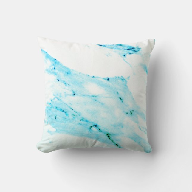 Modern Teal blue white marble pattern  Cushion (Front)