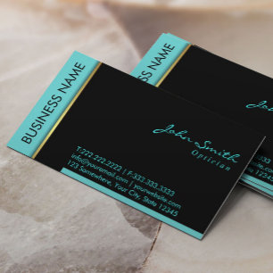 Modern Teal Border Optician Business Card