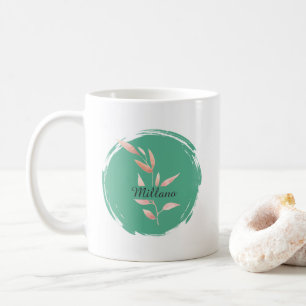 Modern Teal Botanical Leaves Decorative Throw  Coffee Mug