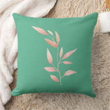Modern Teal Botanical Leaves Decorative Throw