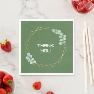 Modern Teal Botanical Wedding Thank You Paper Nap Napkin