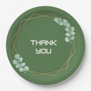 Modern Teal Botanical Wedding Thank You Paper Nap Plate