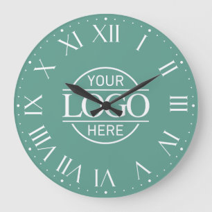Modern Teal Branded Company Business Logo Custom Large Clock